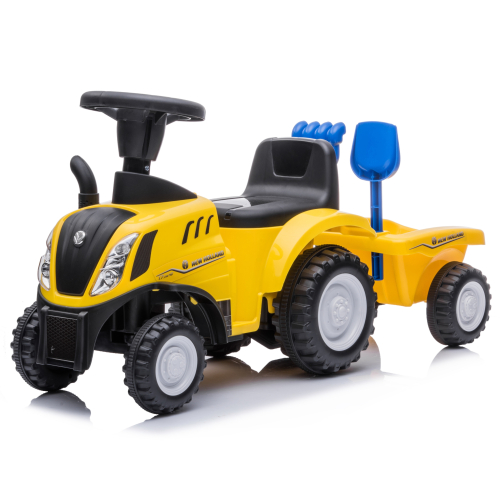 Traktorek jeździk New Holland z odpinaną przyczepką | Żółty 2