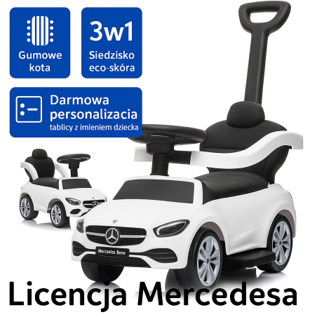 Jeździk pchacz 3w1 Mercedes C63 gumowe koła  autko samochodzik dla dzieci na roczek
