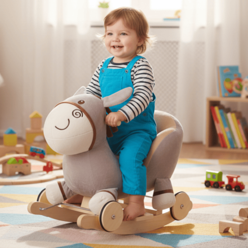 2W1 BUJAK NA BIEGUNACH I JEŹDZIK OSIOŁEK MIĘKKI PLUSZAK | ZABAWKI DLA DZIECI