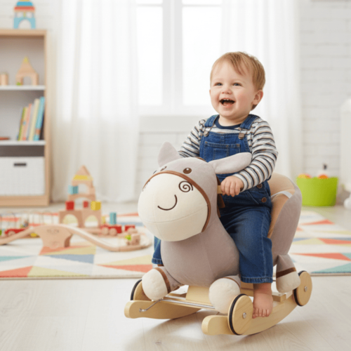 2W1 BUJAK NA BIEGUNACH I JEŹDZIK OSIOŁEK MIĘKKI PLUSZAK | ZABAWKI DLA DZIECI