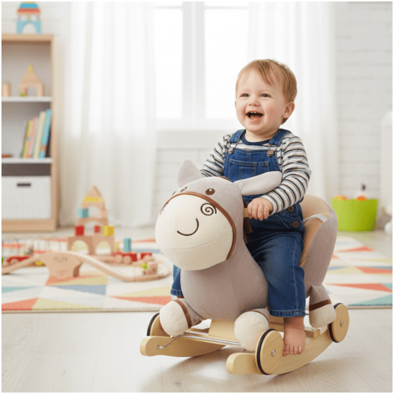2W1 BUJAK NA BIEGUNACH I JEŹDZIK OSIOŁEK MIĘKKI PLUSZAK | ZABAWKI DLA DZIECI